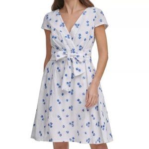 DKNY Embroidered A-Line Sleeveless Dress